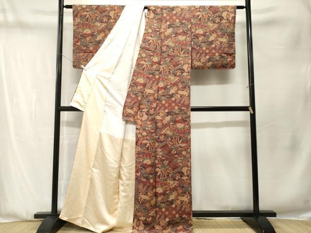 平和屋着物■上質な小紋　扇面吉祥花文　金彩　正絹　逸品　CABN1351ev