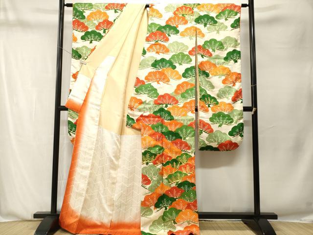 平和屋着物■豪華振袖　駒刺繍　松葉文　金彩　正絹　逸品　CABN1355ev