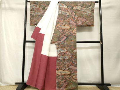 平和屋着物■上質な小紋　吉祥笹竹梅文　暈し染め　鬼しぼ縮緬　正絹　逸品　CABN1360ev