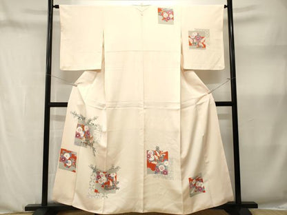 平和屋着物■訪問着　色紙重ね草花文　暈し染め　金彩　正絹　逸品　CABN1366ev