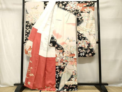 平和屋着物■豪華振袖　松竹梅宝尽し飛鶴花文　暈し染め　金銀彩　正絹　逸品　CABN1367ev