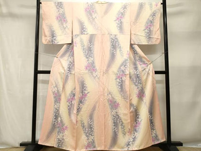 平和屋着物■上質な小紋　羽　草花文　暈し染め　正絹　逸品　CABN1370ev