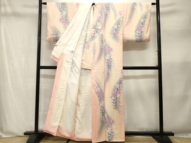 平和屋着物■上質な小紋　羽　草花文　暈し染め　正絹　逸品　CABN1370ev