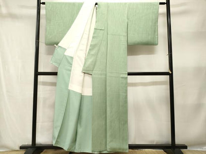 平和屋着物■上質な色無地　縞　夏虫色　正絹　逸品　CABN1374ev