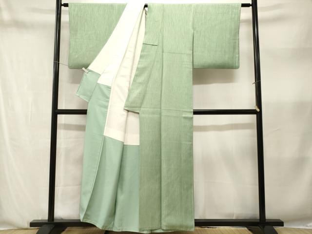 平和屋着物■上質な色無地　縞　夏虫色　正絹　逸品　CABN1374ev