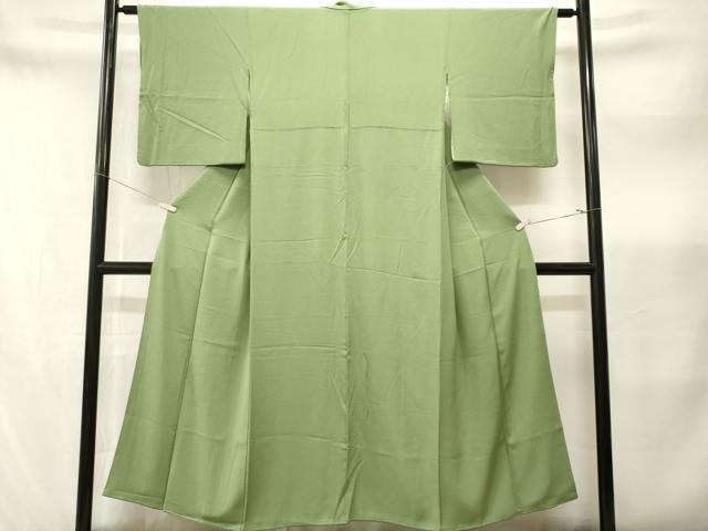 平和屋着物■上質な色無地　柳色　正絹　逸品　CABN1375ev
