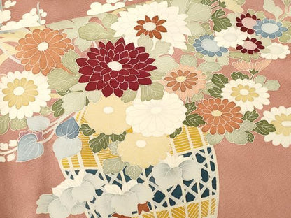 平和屋着物■豪華色留袖　刺繍　花籠文　正絹　逸品　CABN1379ev