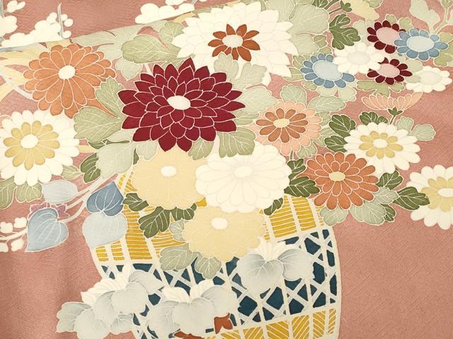 平和屋着物■豪華色留袖　刺繍　花籠文　正絹　逸品　CABN1379ev