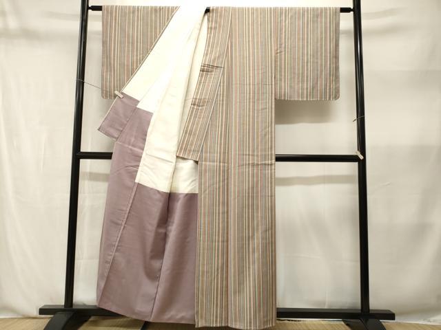 平和屋着物■真綿結城紬　縞　証紙付き　正絹　逸品　CABN1380ev