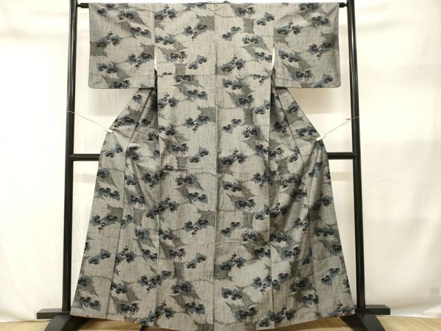 平和屋着物■上質な紬　舞葉文　正絹　逸品　CABN1381ev