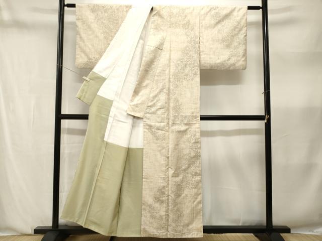 平和屋着物■上質な紬　亀甲繋ぎ花文　正絹　逸品　CABN1382ev