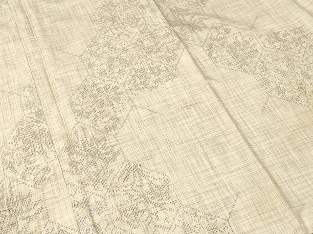 平和屋着物■上質な紬　亀甲繋ぎ花文　正絹　逸品　CABN1382ev