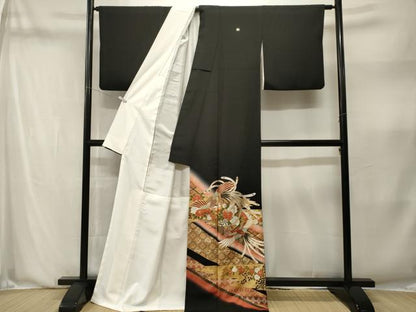 平和屋着物■豪華黒留袖　絞り　鳳凰蜀江御所車花文　暈し染め　金銀彩　正絹　逸品　CABN1388ev