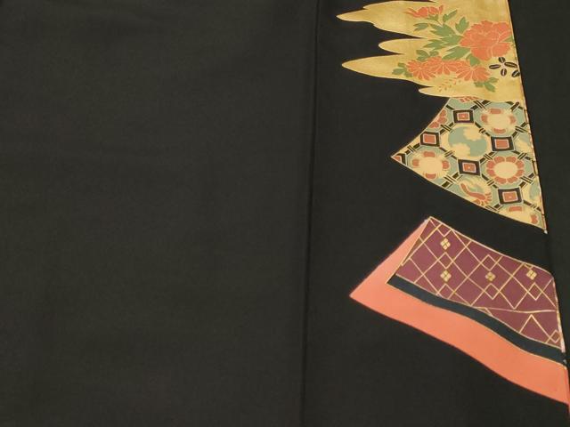 平和屋着物■豪華黒留袖　絞り　鳳凰蜀江御所車花文　暈し染め　金銀彩　正絹　逸品　CABN1388ev