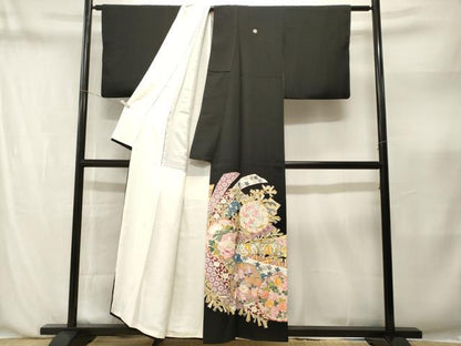 平和屋着物■豪華黒留袖　作家物　雪輪熨斗吉祥花文　正絹　逸品　CABN1389ev