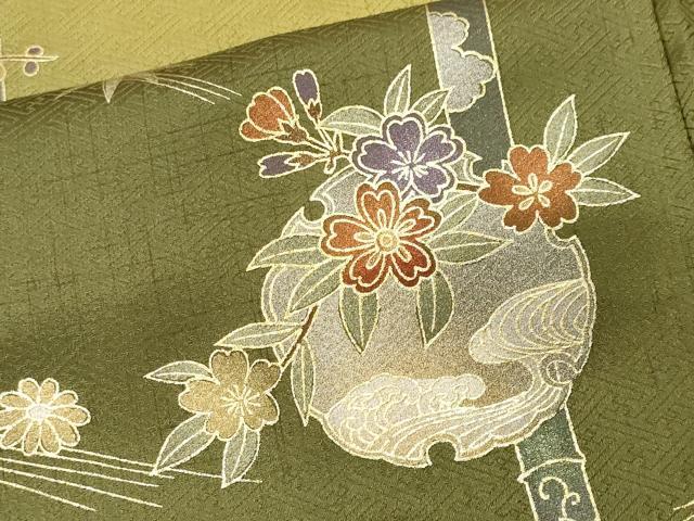 平和屋着物■訪問着　雪輪松竹梅花文　暈し染め　金銀彩　正絹　逸品　CABN1390ev
