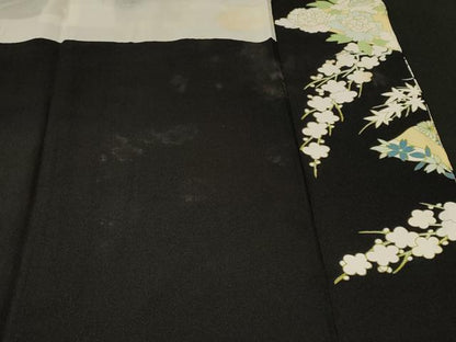平和屋着物■豪華黒留袖　刺繍　吉祥草花文　正絹　逸品　CABN1394ev