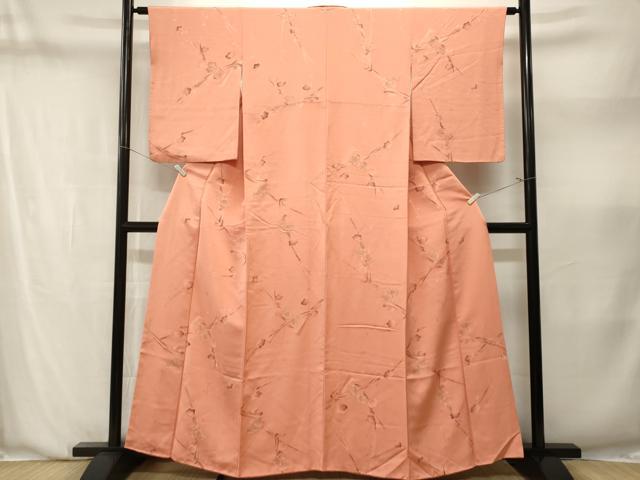 平和屋着物■上質な小紋　地紋起こし　枝梅文　金糸　正絹　逸品　CABN1401ev