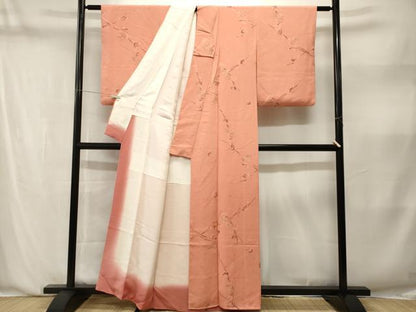 平和屋着物■上質な小紋　地紋起こし　枝梅文　金糸　正絹　逸品　CABN1401ev