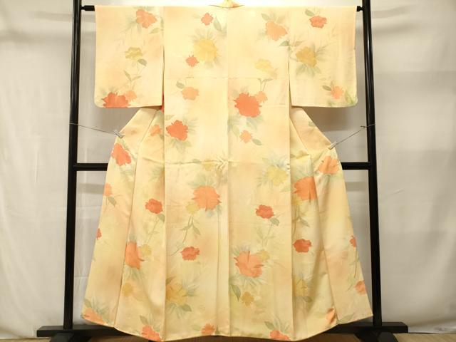 平和屋着物■上質な小紋　地紋起こし　草花文　暈し染め　正絹　逸品　CABN1404ev