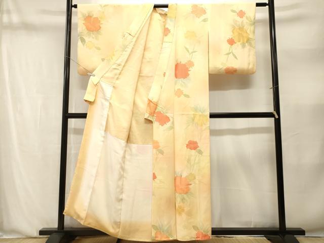 平和屋着物■上質な小紋　地紋起こし　草花文　暈し染め　正絹　逸品　CABN1404ev