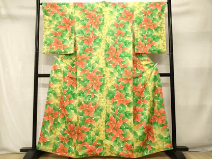 平和屋着物■上質な小紋　草花文　正絹　逸品　CABN1405ev