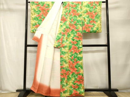 平和屋着物■上質な小紋　草花文　正絹　逸品　CABN1405ev