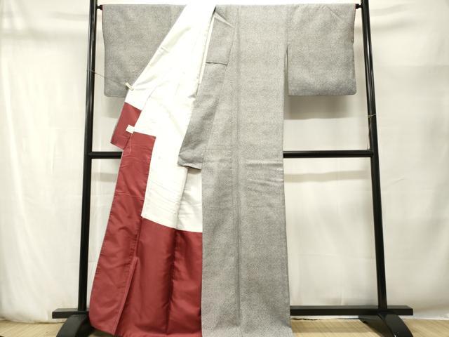 平和屋着物■小紋　鹿の子文　黒地　洗える着物　CABN1430ev