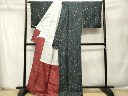 平和屋着物■小紋　大小霰　黒地　洗える着物　CABN1435ev