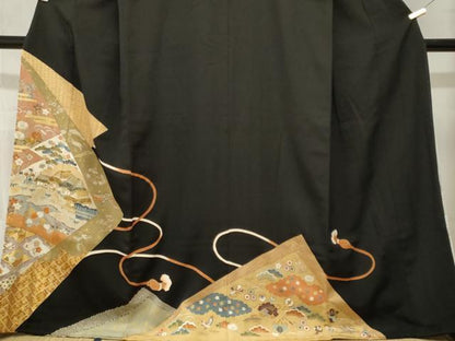 平和屋着物■豪華黒留袖　作家物　松竹梅風景文　宝尽し文　金彩　正絹　逸品　CABN1441ev