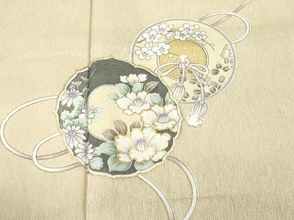 平和屋着物■訪問着　絵皿花文　暈し染め　金彩　洗える着物　CABN1483ev