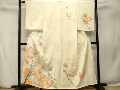 平和屋着物■訪問着　駒刺繍　草花文　暈し染め　金彩　正絹　逸品　CABN1500ev