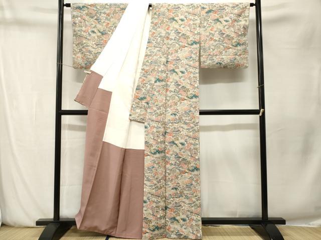 平和屋着物■上質な小紋　人物風景文　正絹　逸品　CABN1502ev