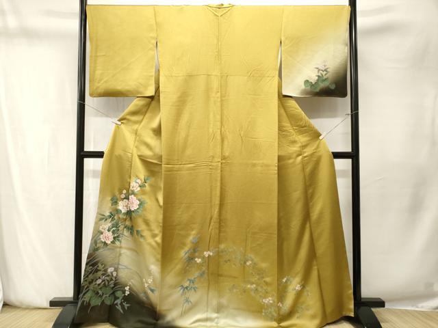 平和屋着物■訪問着　枝花文　暈し染め　金彩　正絹　逸品　CABN1506ev