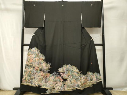 平和屋着物■豪華黒留袖　作家物　風景文　正絹　逸品　CABN1507ev