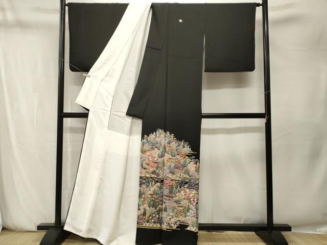 平和屋着物■豪華黒留袖　作家物　風景文　正絹　逸品　CABN1507ev