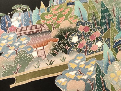 平和屋着物■豪華黒留袖　作家物　風景文　正絹　逸品　CABN1507ev