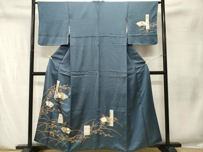 平和屋着物■訪問着　地紙色紙草花文　暈し染め　正絹　逸品　CABN1512ev