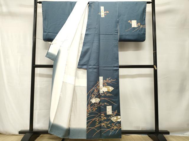 平和屋着物■訪問着　地紙色紙草花文　暈し染め　正絹　逸品　CABN1512ev
