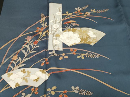 平和屋着物■訪問着　地紙色紙草花文　暈し染め　正絹　逸品　CABN1512ev