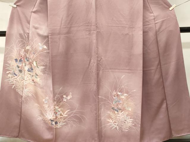 平和屋着物■訪問着　休み鳥草花文　暈し染め　正絹　逸品　CABN1513ev