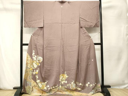 平和屋着物■豪華色留袖　作家物　駒刺繍　休み鳥飛鶴草花文　金銀彩　やまと誂製　正絹　逸品　CABN1520ev