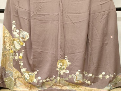 平和屋着物■豪華色留袖　作家物　駒刺繍　休み鳥飛鶴草花文　金銀彩　やまと誂製　正絹　逸品　CABN1520ev
