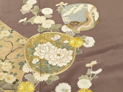 平和屋着物■豪華色留袖　作家物　駒刺繍　休み鳥飛鶴草花文　金銀彩　やまと誂製　正絹　逸品　CABN1520ev