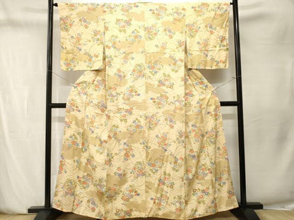 平和屋着物■上質な小紋　雲取り草花文　正絹　逸品　CABN1521ev