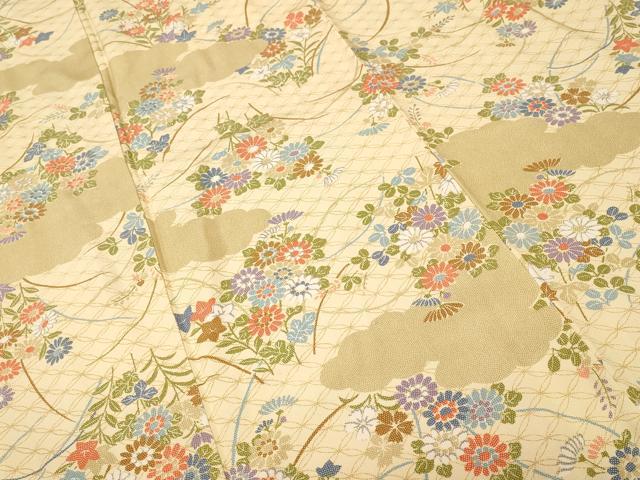 平和屋着物■上質な小紋　雲取り草花文　正絹　逸品　CABN1521ev