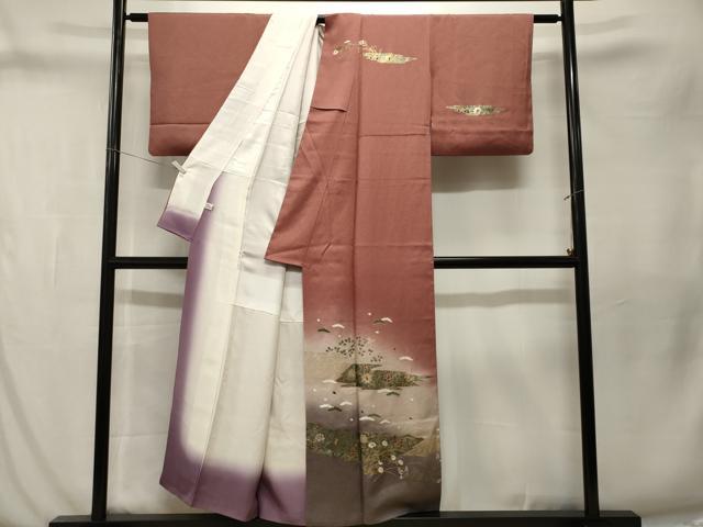 平和屋着物■訪問着　更紗草花文　暈し染め　金彩　正絹　逸品　CABN1524ev