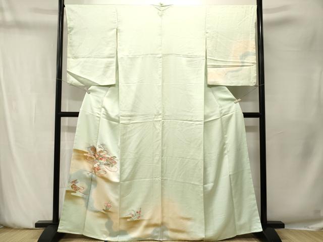 平和屋着物■訪問着　総刺繍　巻絵地紙鴛鴦花文　暈し染め　正絹　逸品　CABN1525ev