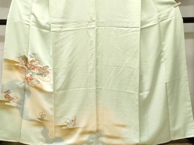 平和屋着物■訪問着　総刺繍　巻絵地紙鴛鴦花文　暈し染め　正絹　逸品　CABN1525ev