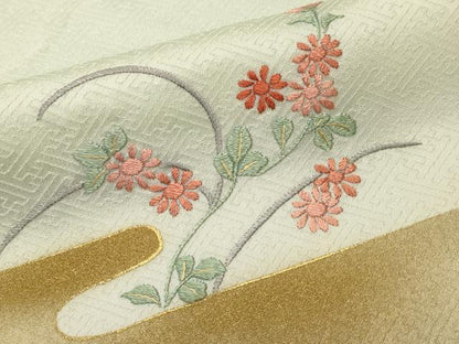 平和屋着物■訪問着　総刺繍　巻絵地紙鴛鴦花文　暈し染め　正絹　逸品　CABN1525ev